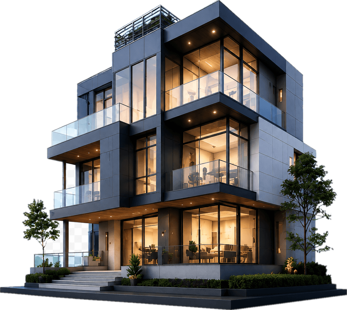 SRAJ Construction & Interior — modern multi-storey residential build